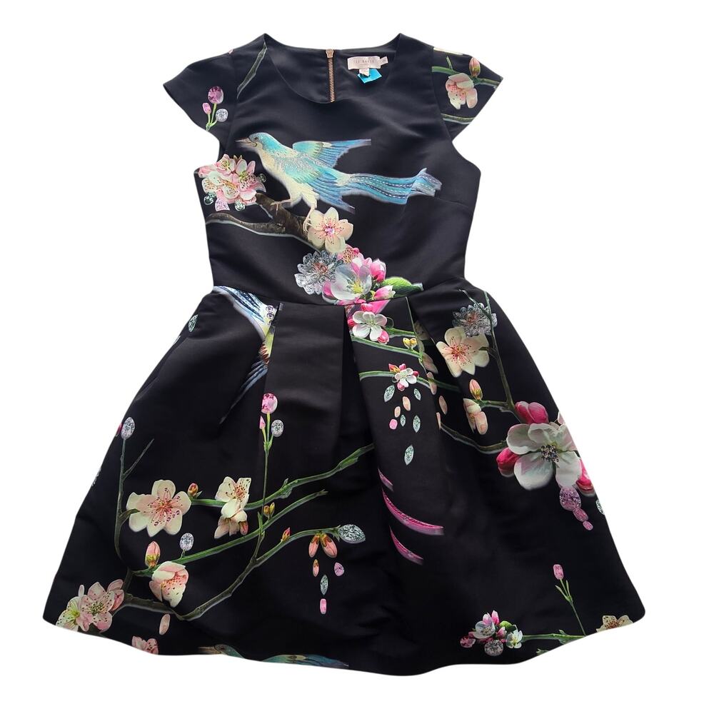 Ted Baker Womens Black Floral & Bird Fit & Flare Zaldana Dress w/Pockets | 2 - Picture 2 of 14